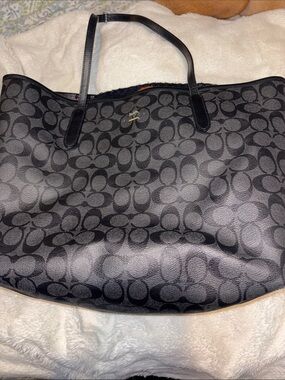 Coach Black Signature Logo Tote with Call out!